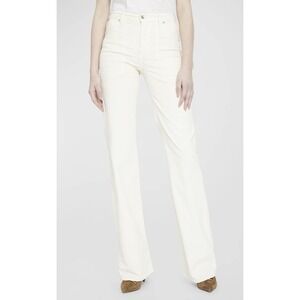 Veronica Beard Crosbie Wide Leg Corduroy Pants High Rise Sz 32 Cream Ecru